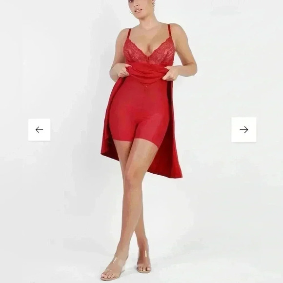 POPILUSH Shapewear Dress Lace Slip Split Maxi - NWT - Picture 2 of 12